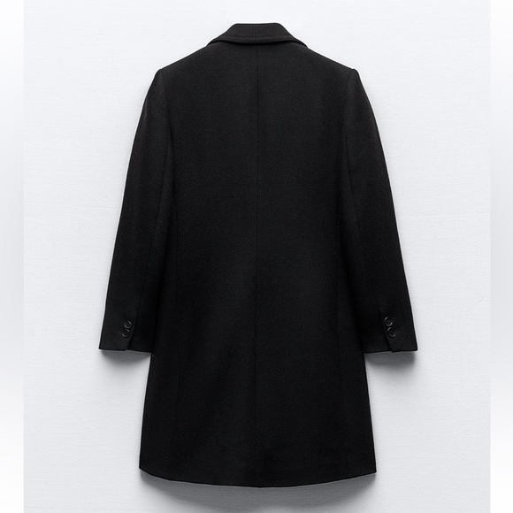 Zara felt texture wool blend coat peacoat jacket black small 8431/102 - Picture 7 of 16